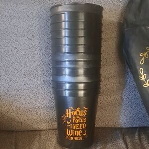 New "Hocus Pocus I Need Wine To Focus" 16 oz. Plastic Cups (Set of 12)